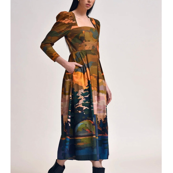 NWT Celina Moon Mirellie Midi Dress Sz M Art to Wear Whimsical - Picture 1 of 9